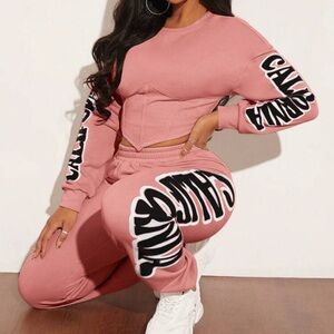 Stylish Pink Sweatshirt and Jogger Set